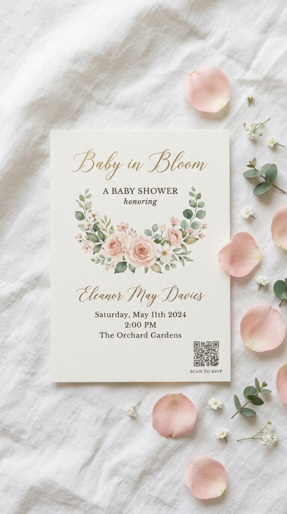 baby in bloom baby shower invitations