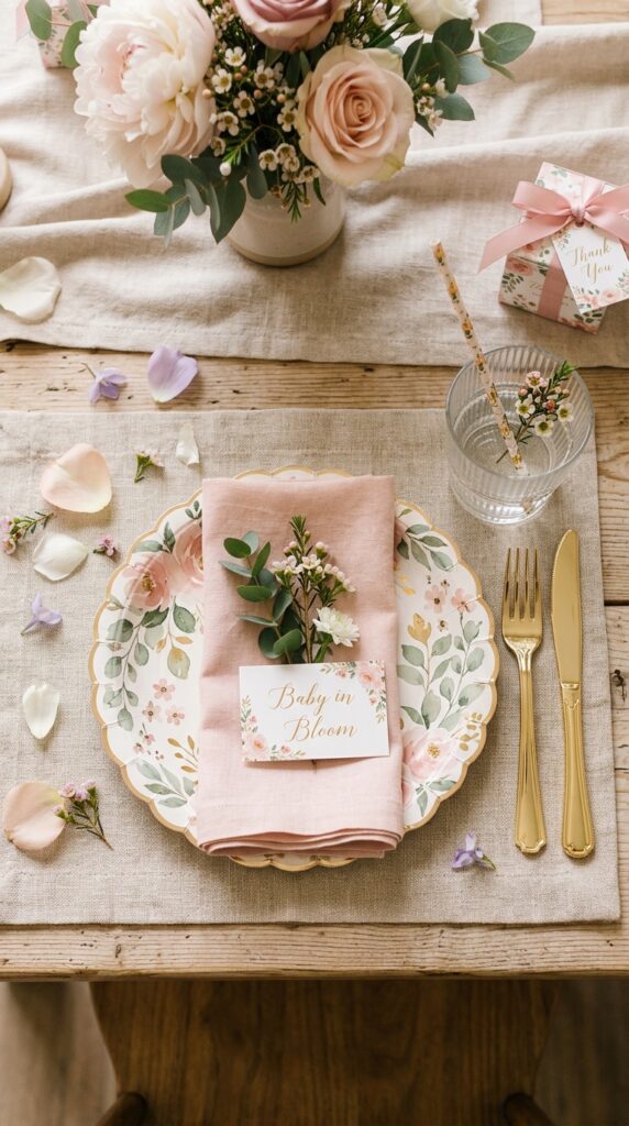 baby in bloom shower table decor