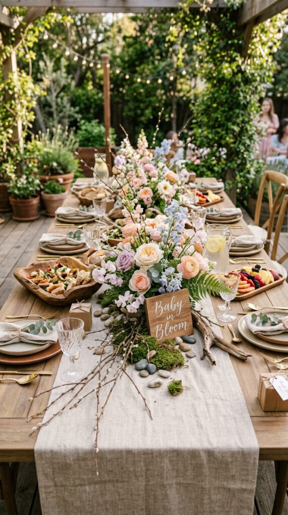 baby in bloom shower table decor