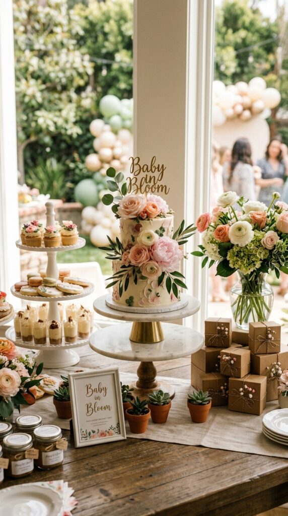 baby in bloom shower table decor
