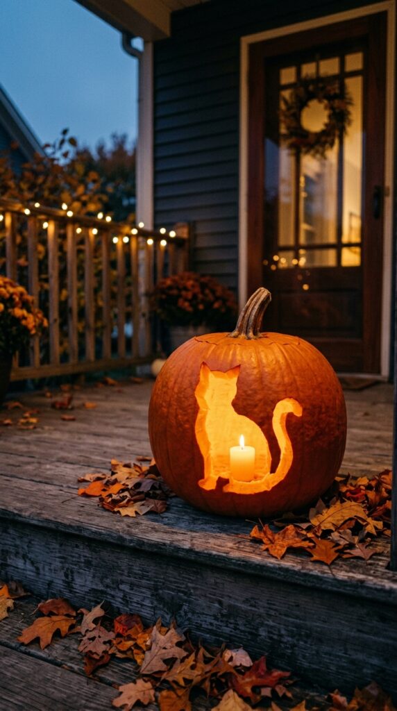 Adorable Cat Face Pumpkin Carving
